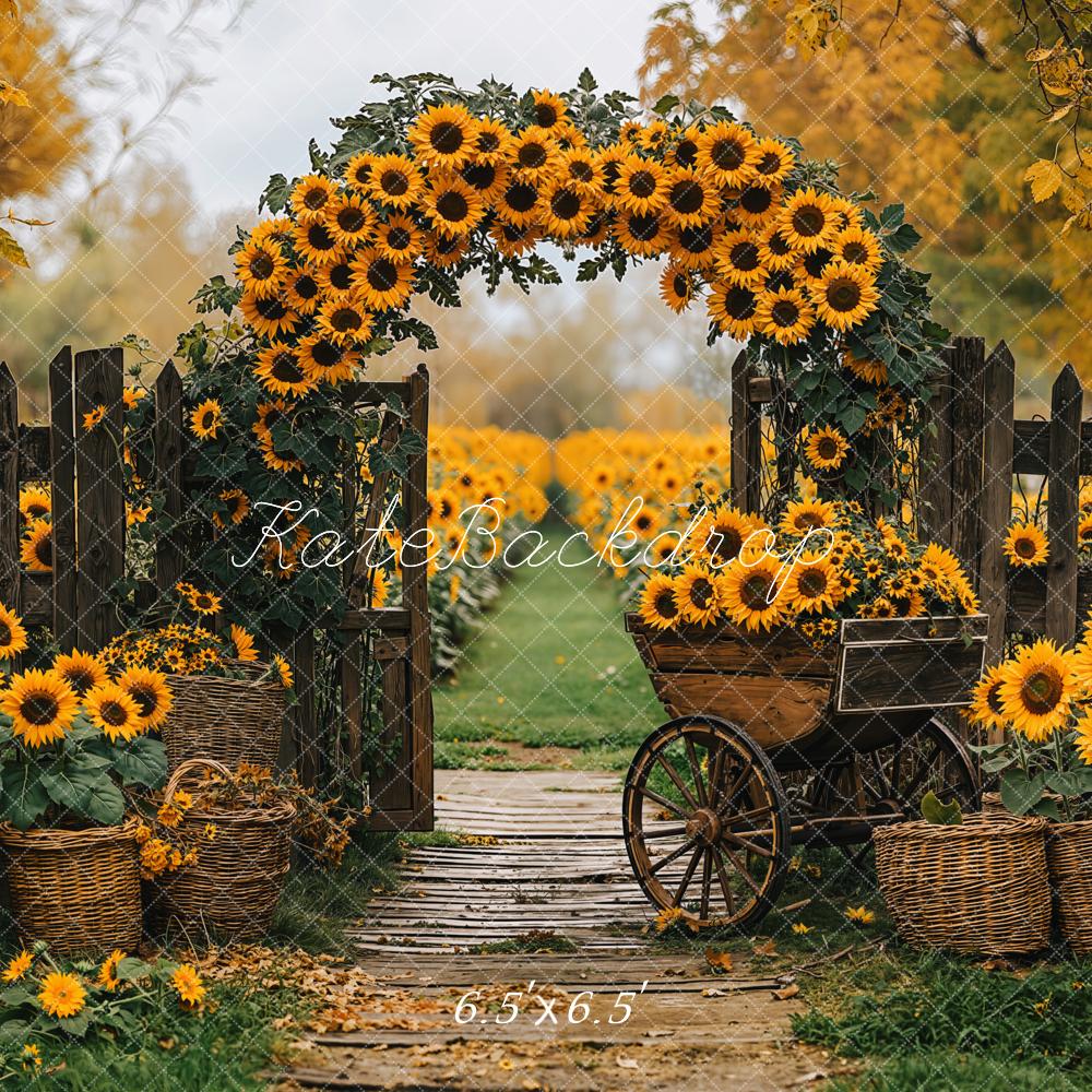 Kate Automne Tournesol Arche Panier Chemin Toile de fond conçue par Emetselch - Kate Backdrop FR