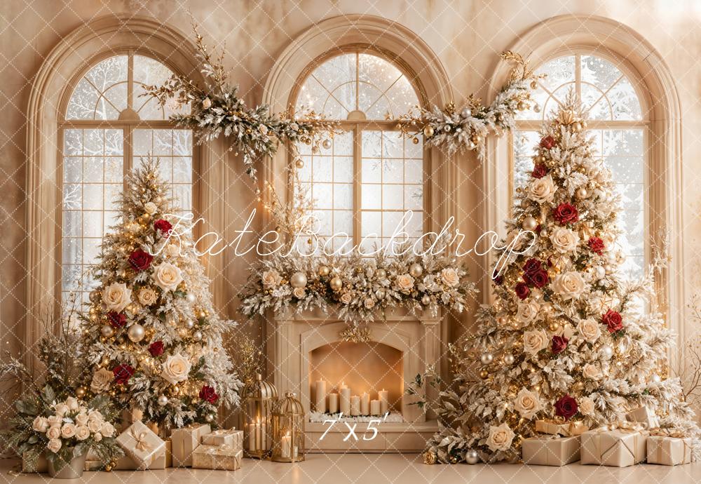 Kate Noël Roses Cadeau Cheminée Fenêtre Toile de fond conçue par Emetselch - Kate Backdrop FR