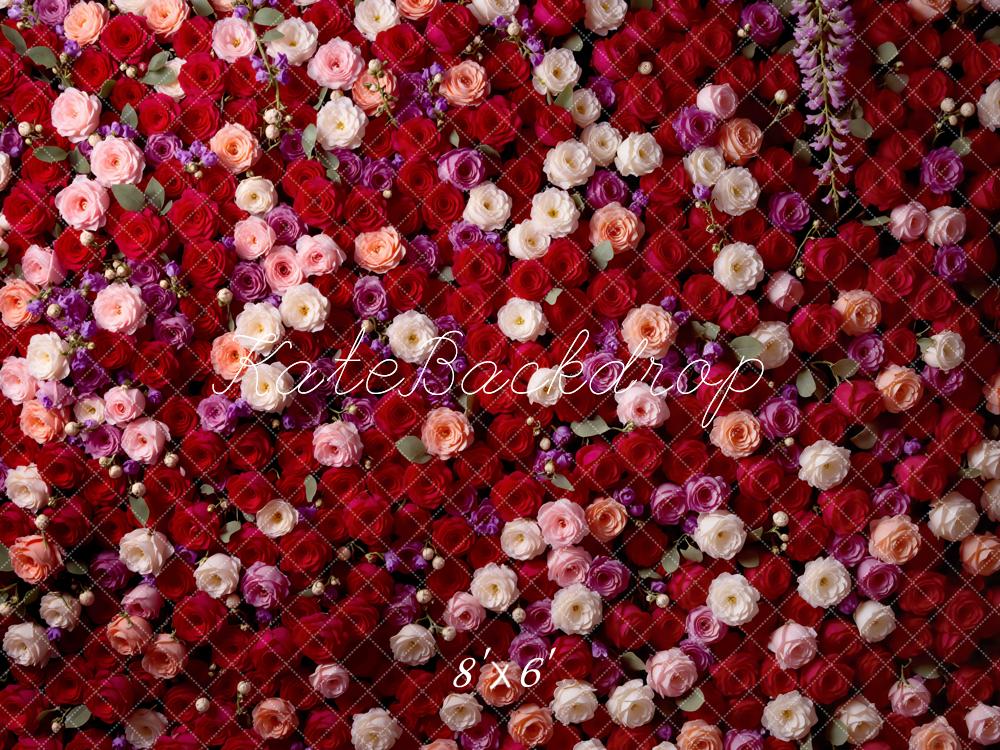 Kate Fleurs Roses Rouge & Rose Toile de fond conçue par Mini MakeBelieve - Kate Backdrop FR