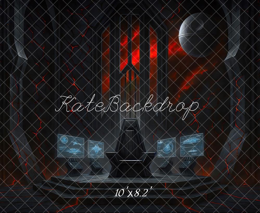 Kate Station Spatiale Science-fiction Noir Toile de fond conçue par Mini MakeBelieve - Kate Backdrop FR