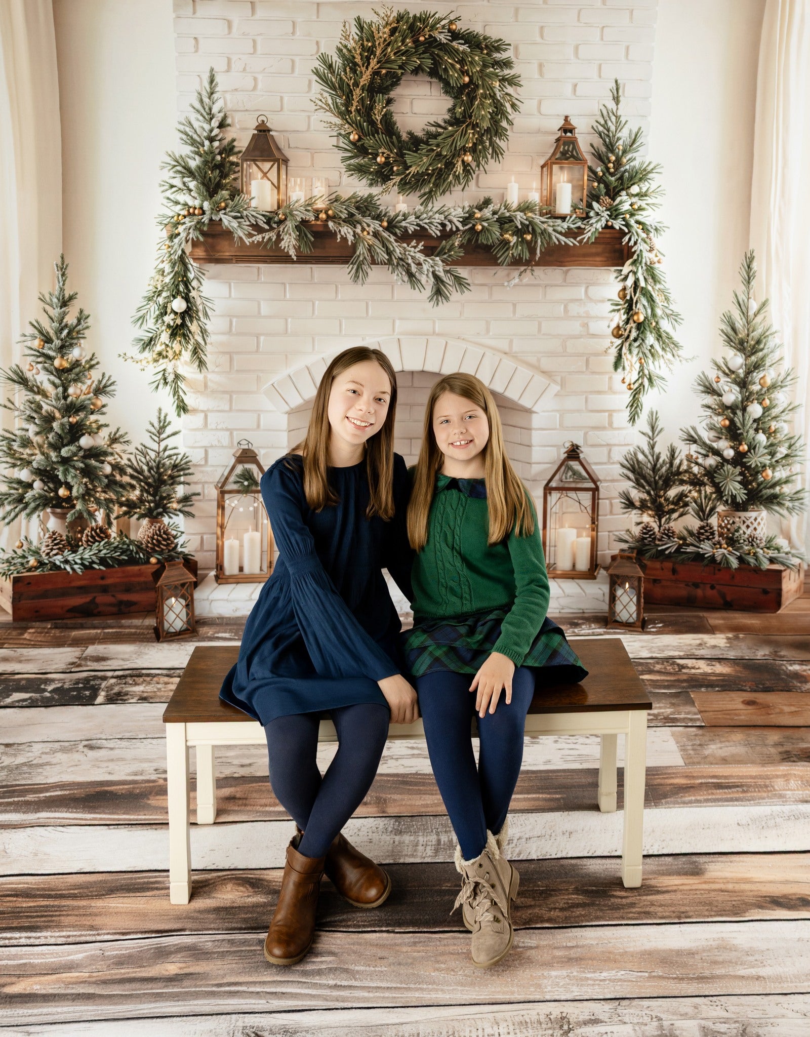 Kate Noël Cheminée Sapin Bougie Toile de fond conçue par Emetselch - Kate Backdrop FR