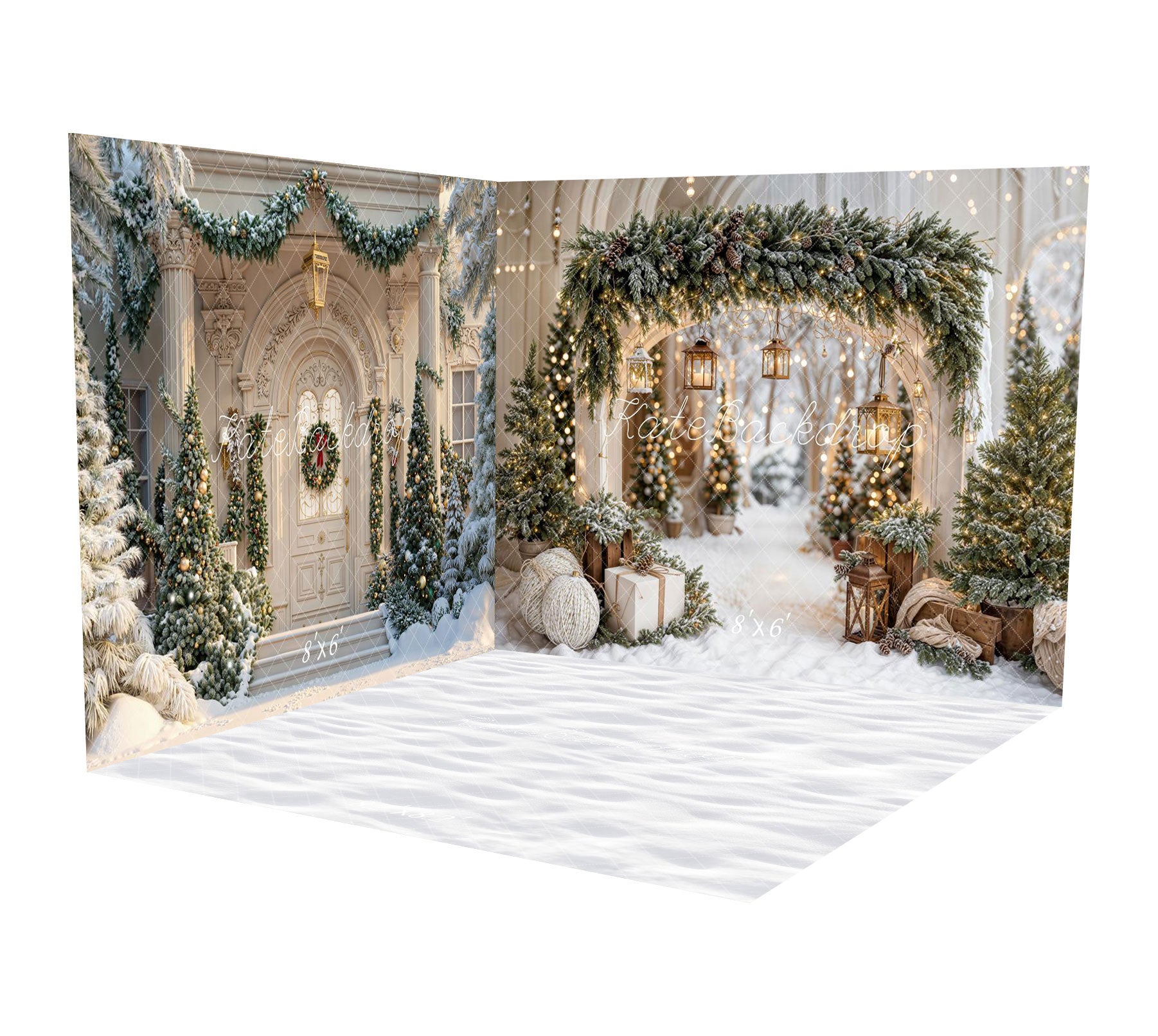 Kate Noël Arche Neige Arbres Lumière Toile de fond conçue par Emetselch - Kate Backdrop FR