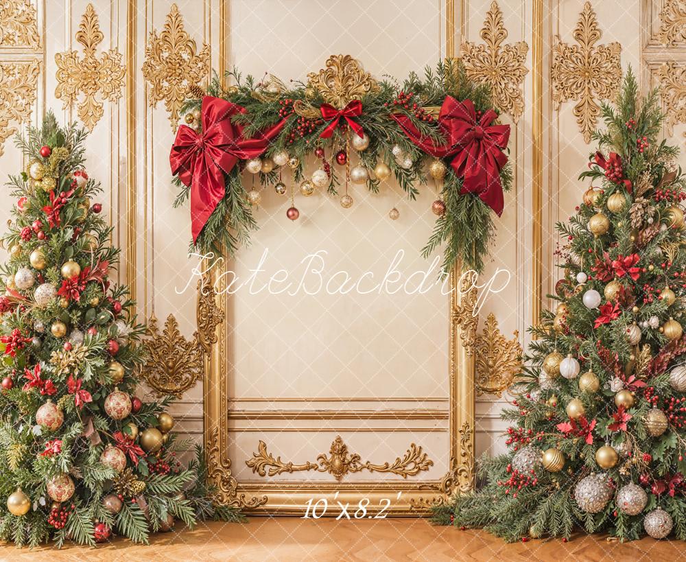Kate Sapins de Noël Mur Rétro Or Toile de fond conçue par Emetselch