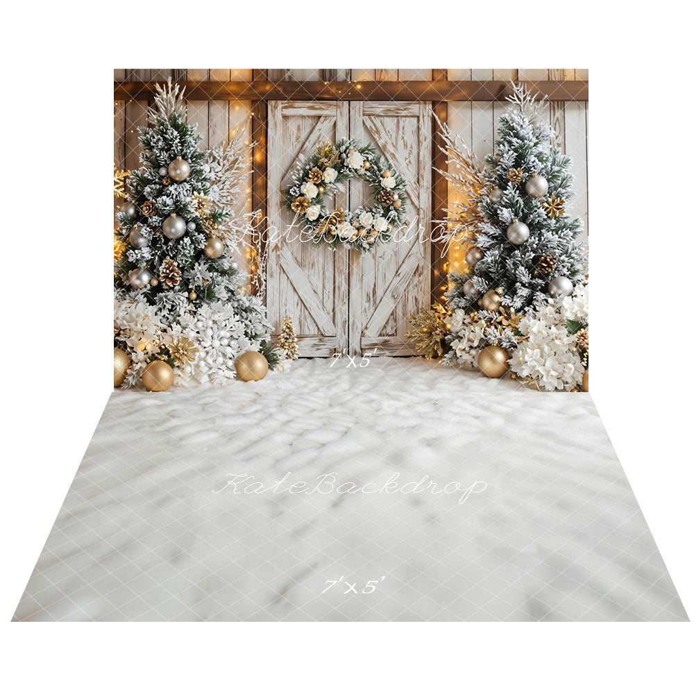 Kate Sapins de Noël Décorations Porte Toile de fond+Hiver Neige Blanche Sol Toile de fond - Kate Backdrop FR