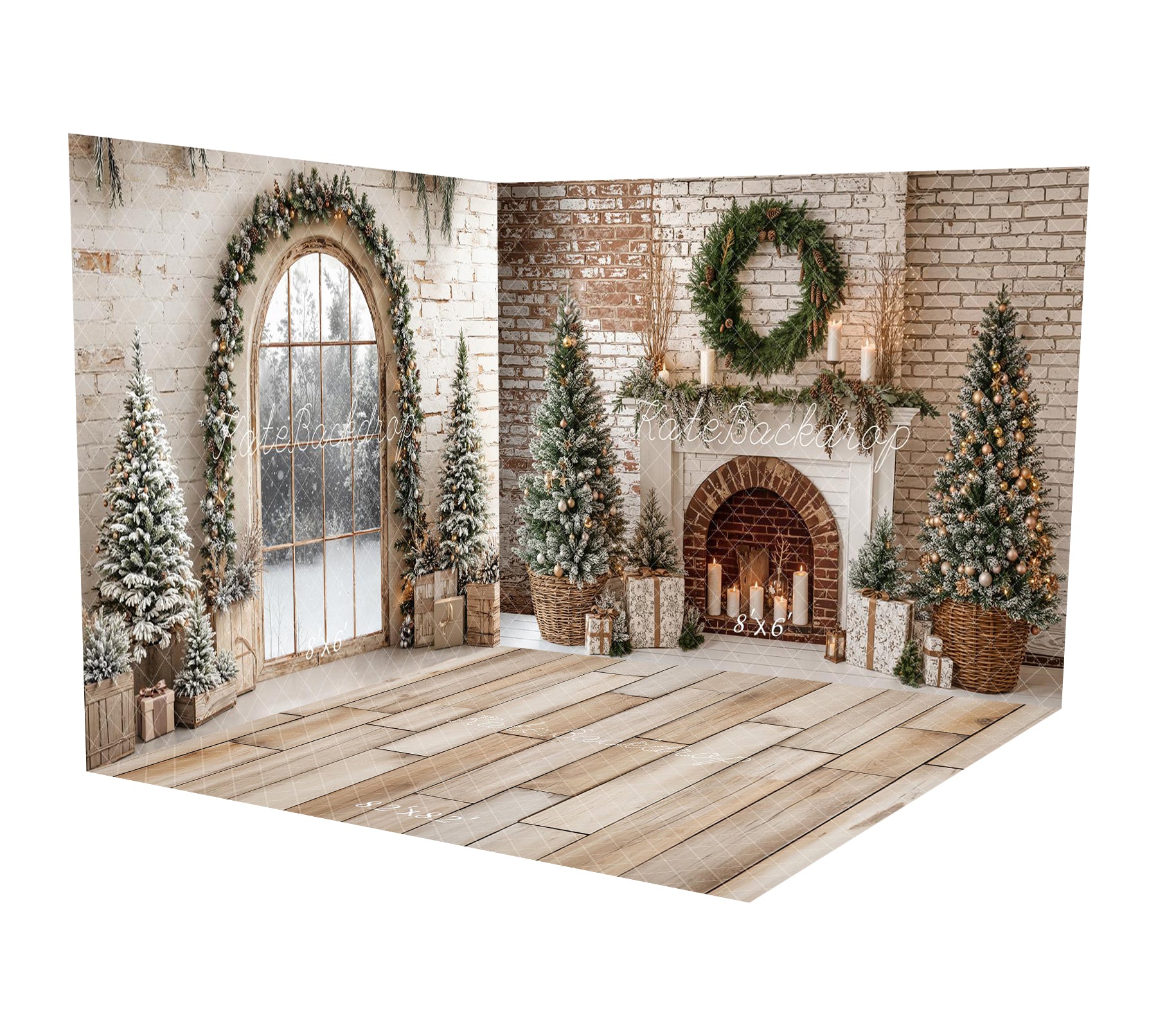 Kate Sapin de Noël Cheminée Mur de briques Ensemble de chambre
