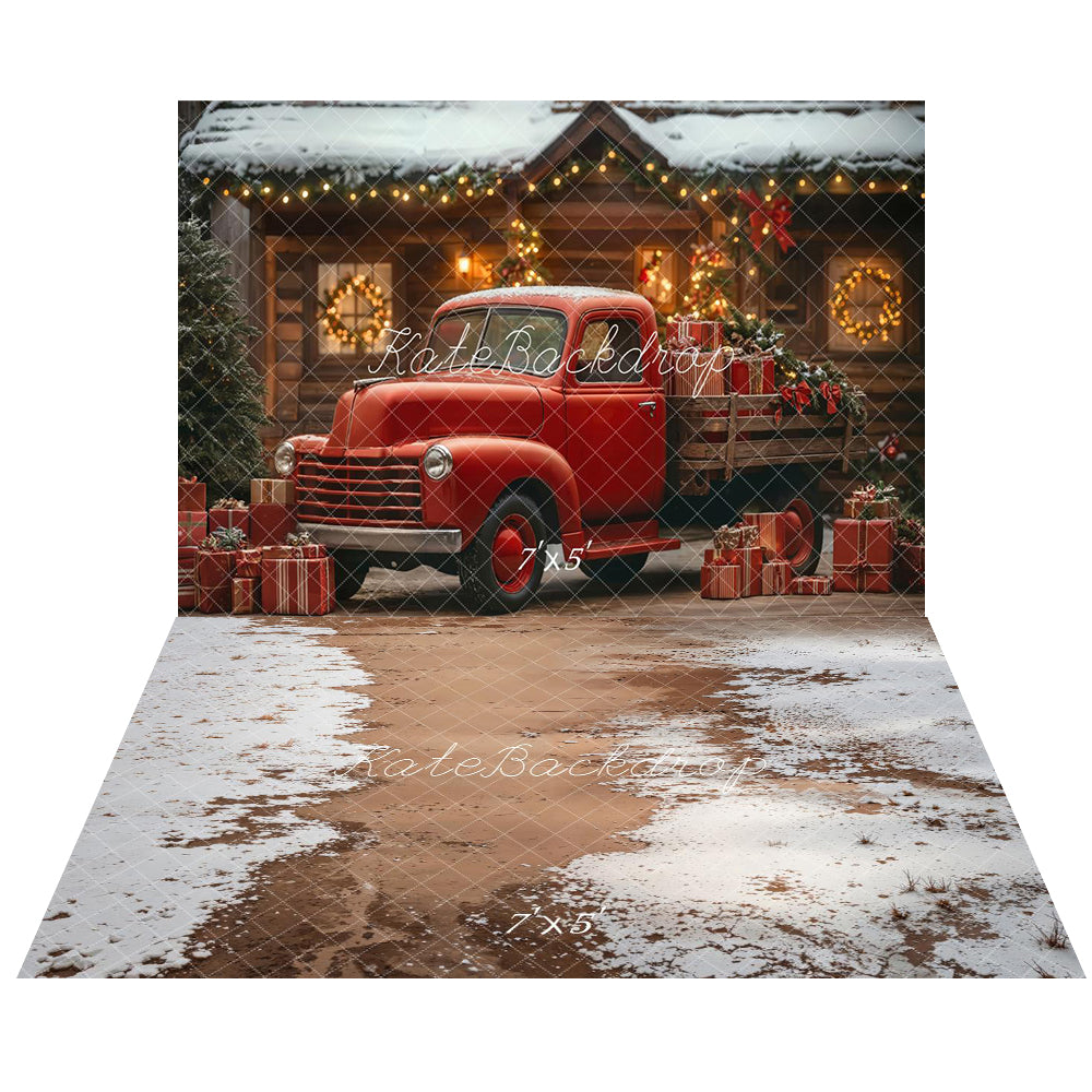 Kate Noël Camion Cadeaux Maison Toile de fond+Hiver Neige Terre Sol Toile de fond - Kate Backdrop FR