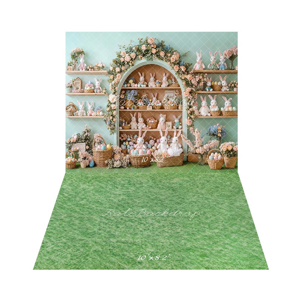 Kate Pâques Lapins Œufs Placard Toile de fond+Herbe Prairie Vert Sol Toile de fond - Kate Backdrop FR