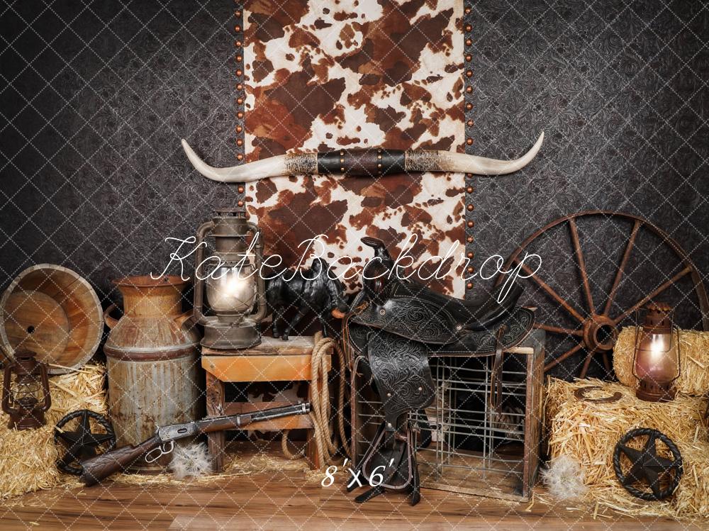 Kate Anniversaire Cow-boy Ouest Toile de fond en Laine conçue par Arica Kirby - Kate Backdrop FR
