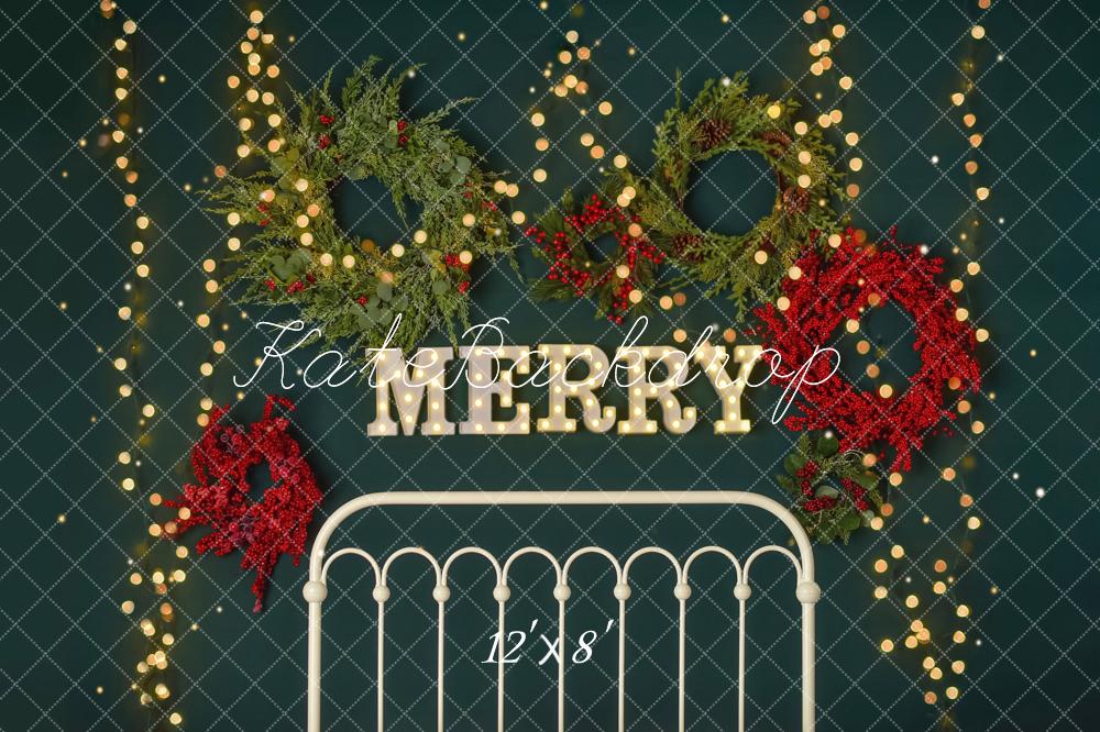 Offres Éclair-Kate Joyeux Noël Scintillait Tête de lit Toile de fond en Laine conçue par Mandy Ringe - Kate Backdrop FR