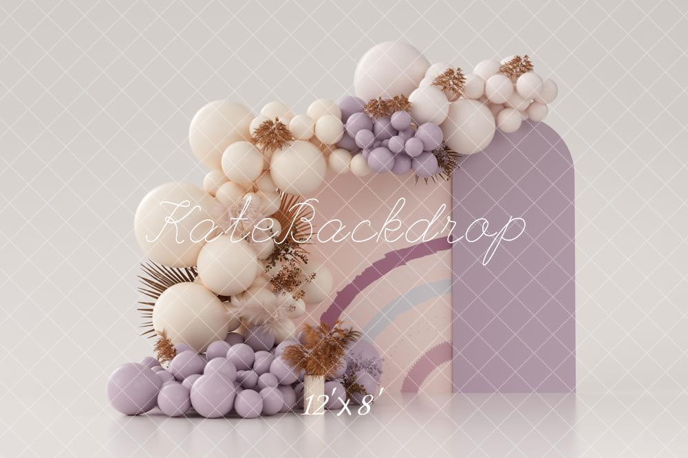 Kate Ballons Boho Violet Anniversaire Toile de fond en Laine conçue par Uta Mueller Photographie - Kate Backdrop FR