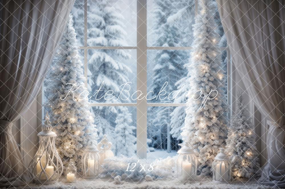 Offres Éclair Kate Hiver Sapin de Noël Fenêtre Lumière Toile de fond en Laine conçue par Emetselch - Kate Backdrop FR