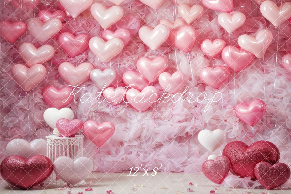 Kate Saint Valentin Rose Ballons Romantique Toile de fond en Laine conçue par Emetselch - Kate Backdrop FR