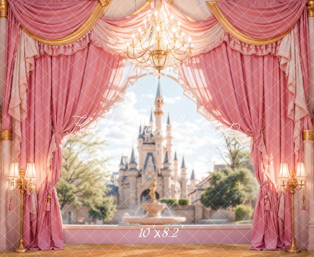 Kate Château Rose Rideaux Fenêtre Princesse Toile de fond en Laine conçue par Emetselch - Kate Backdrop FR