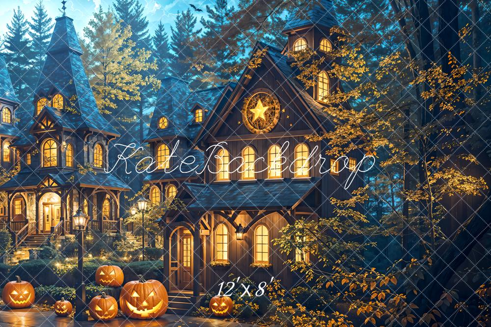 Kate Halloween Citrouille Forêt Maison Toile de fond conçue par Emetselch - Kate Backdrop FR