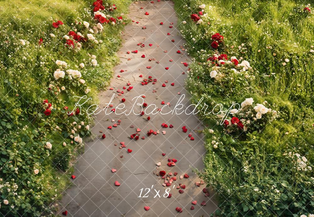 Kate Romantique Roses Jardin Chemin Sol Toile de fond conçue par Emetselch - Kate Backdrop FR