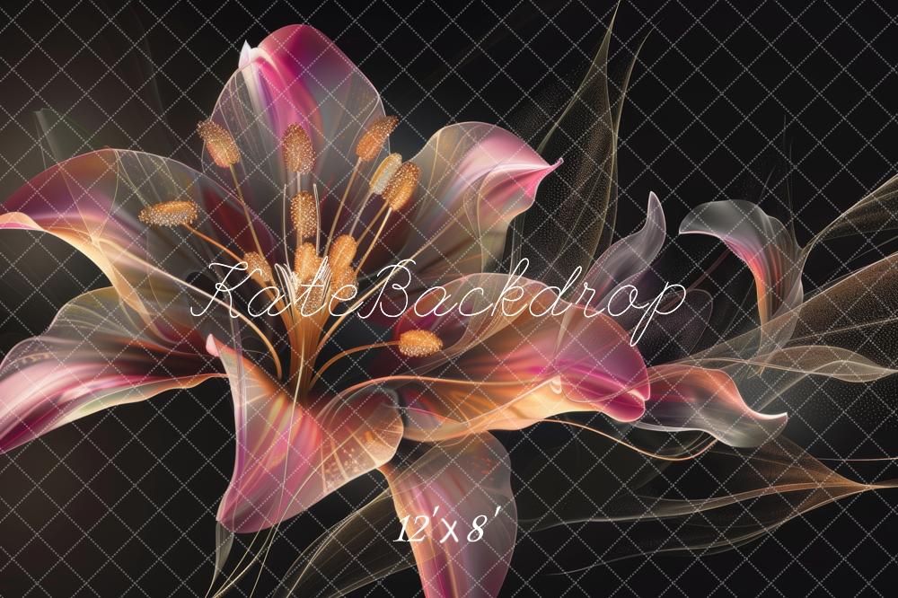 Kate Beaux-arts Fleurs lumineuses Lys Sombre Toile de fond conçue par Lidia Redekopp - Kate Backdrop FR