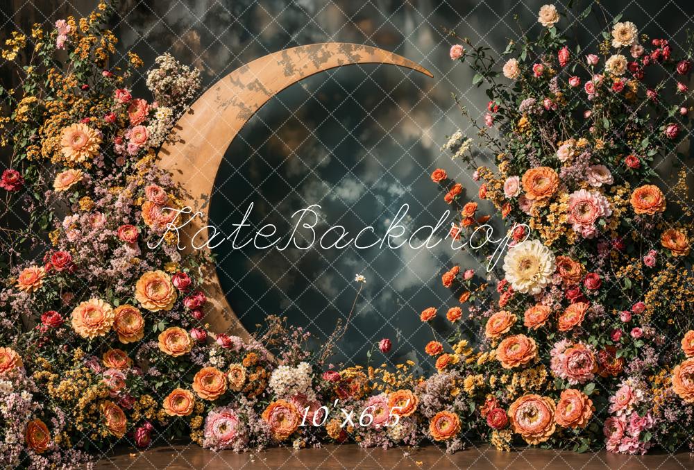 Kate Fête des mères Fleurs Croissant de Lune Toile de fond en Laine conçue par Emetselch - Kate Backdrop FR