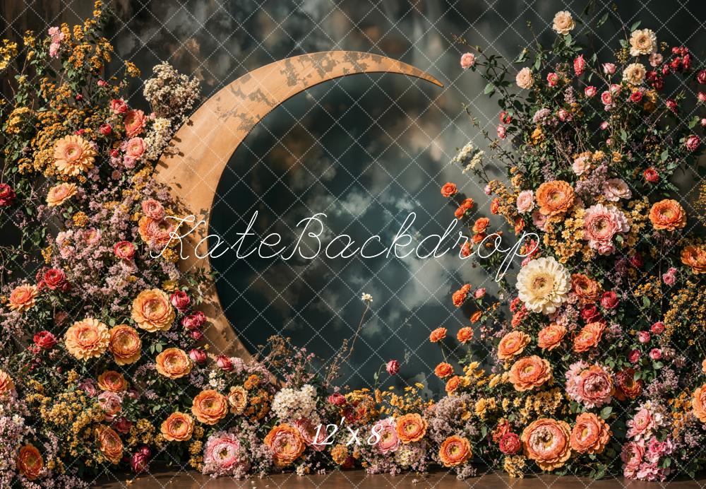 Kate Fête des mères Fleurs Croissant de Lune Toile de fond en Laine conçue par Emetselch - Kate Backdrop FR