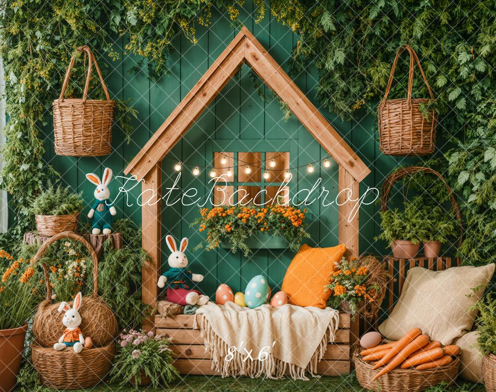 Kate Pâques Lapin Maison Jardin Vert Toile de fond en Laine conçue par Emetselch - Kate Backdrop FR