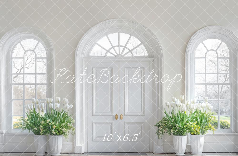Kate Minimalisme Élégant Blanc Porte Toile de fond en Laine conçue par Emetselch - Kate Backdrop FR