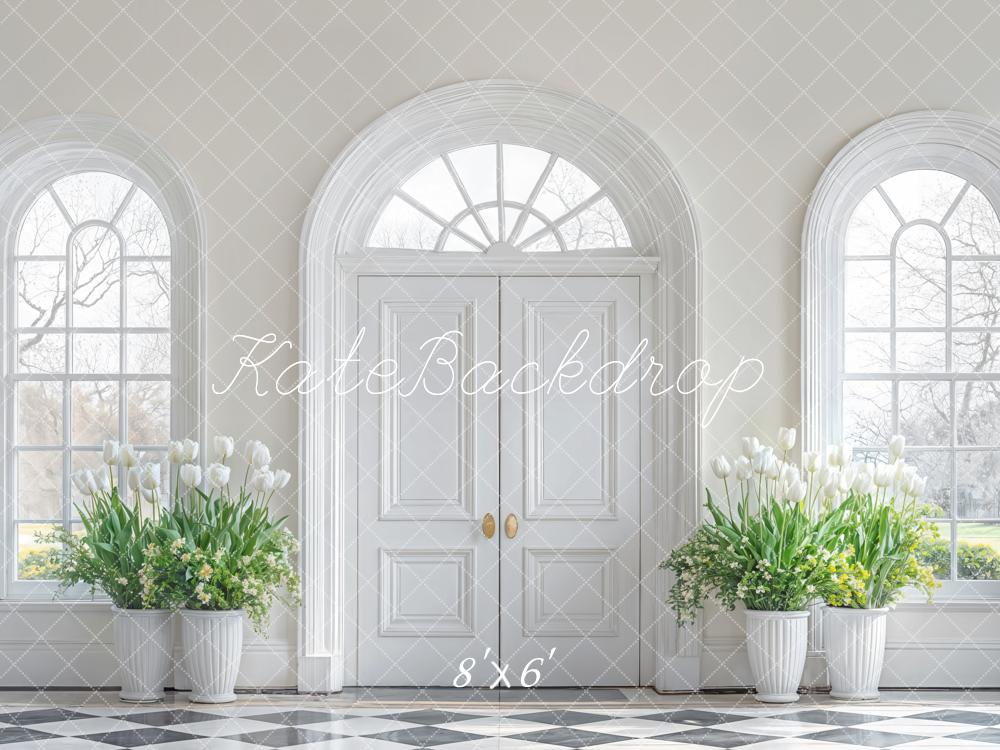 Kate Minimalisme Élégant Blanc Porte Toile de fond en Laine conçue par Emetselch - Kate Backdrop FR