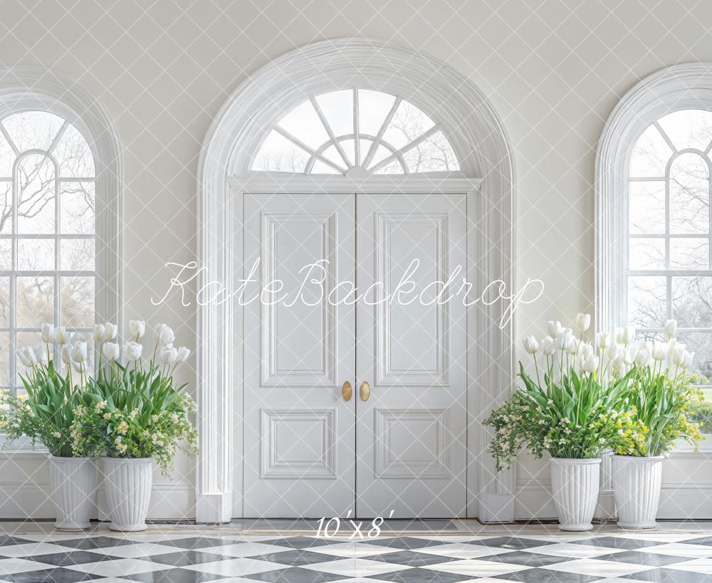 Kate Minimalisme Élégant Blanc Porte Toile de fond en Laine conçue par Emetselch - Kate Backdrop FR