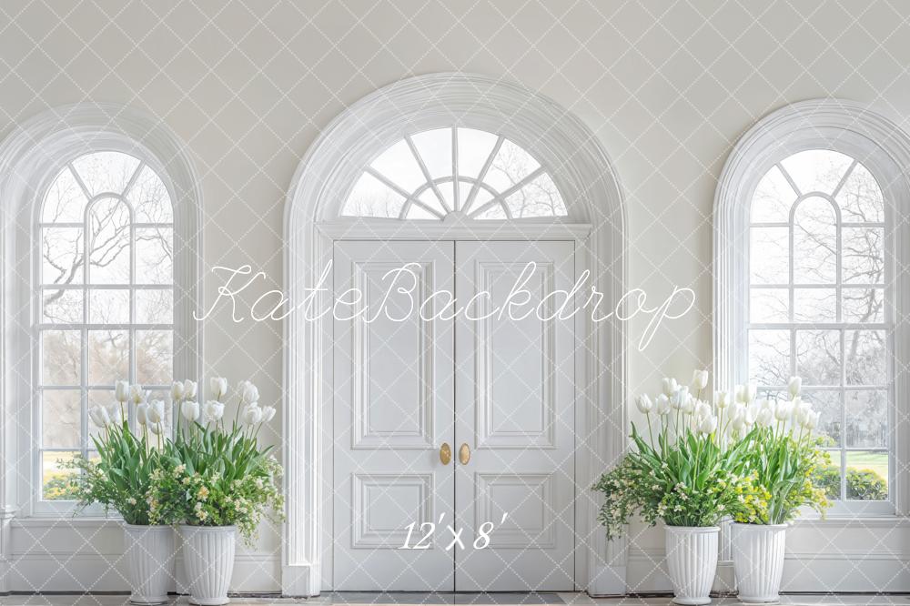 Kate Minimalisme Élégant Blanc Porte Toile de fond en Laine conçue par Emetselch - Kate Backdrop FR