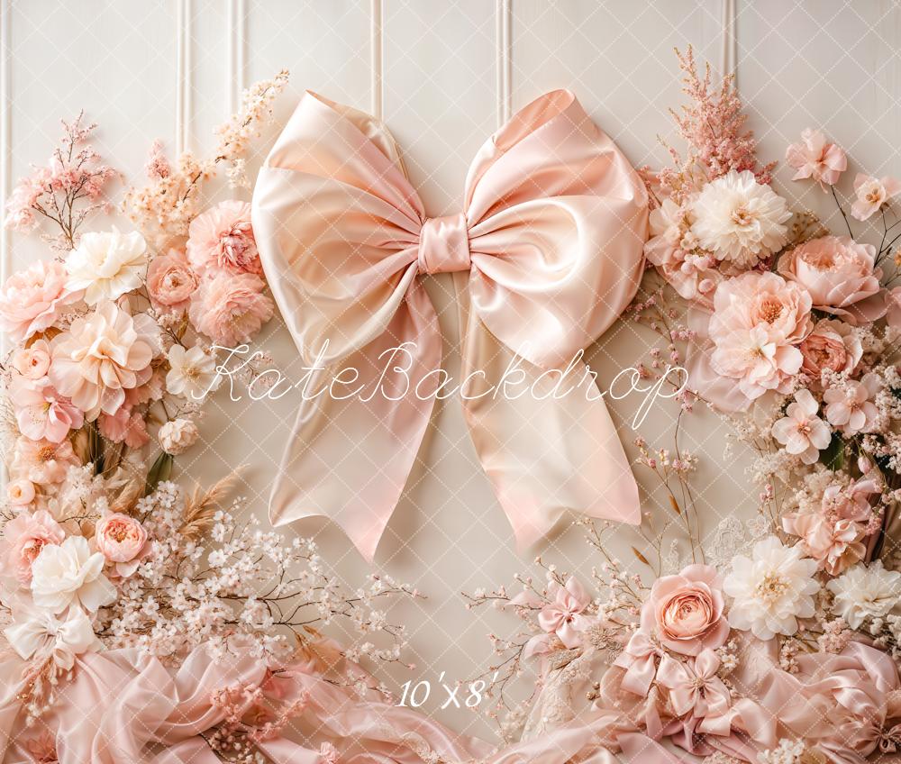 Kate Fleurs Arche Rose Gros nœud Toile de fond en Laine conçue par Emetselch - Kate Backdrop FR