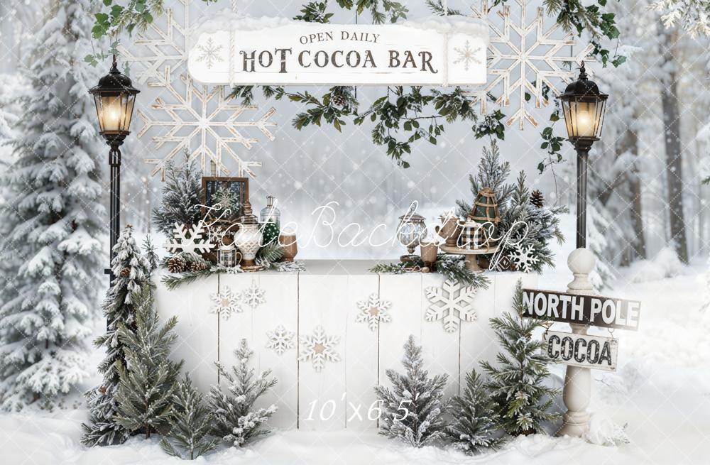 Kate Hiver Bar Cacao Forêt Neige Toile de fond en Laine conçue par Emetselch - Kate Backdrop FR