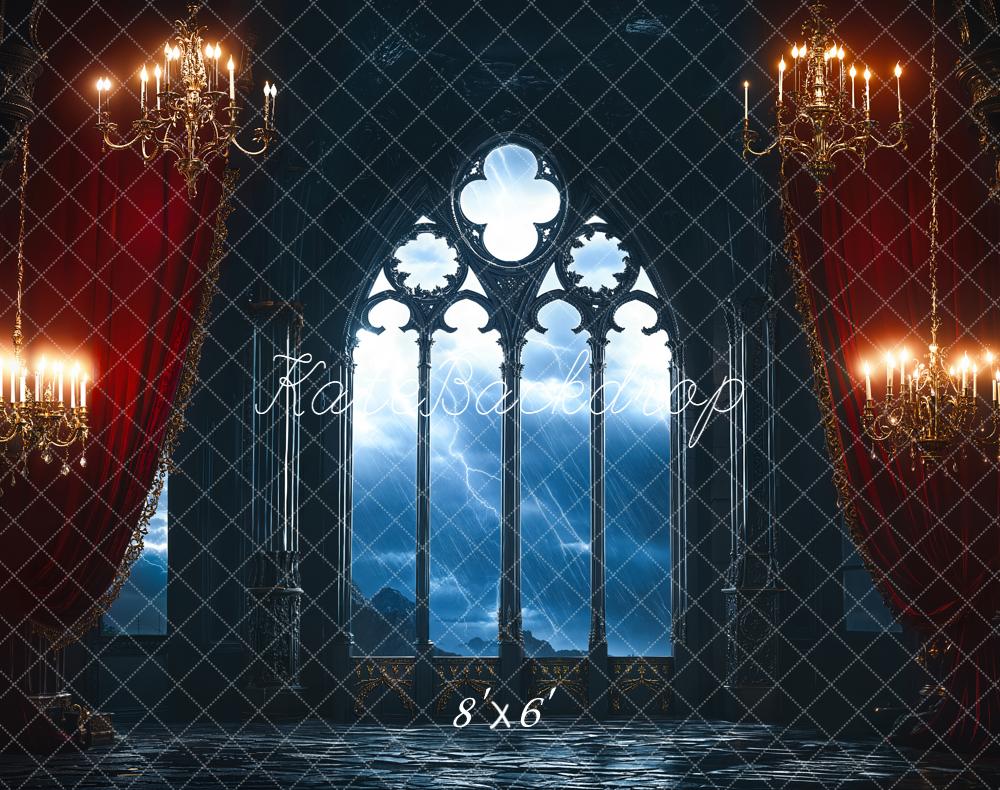 Kate Château Gothique Lustres Lumière Toile de fond en Laine conçue par Emetselch - Kate Backdrop FR