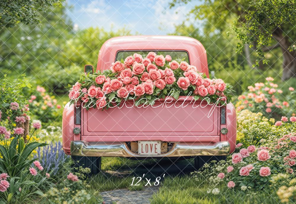 Kate Saint Valentin Rose Camion Roseraie Fleurs Toile de fond conçue par Emetselch - Kate Backdrop FR