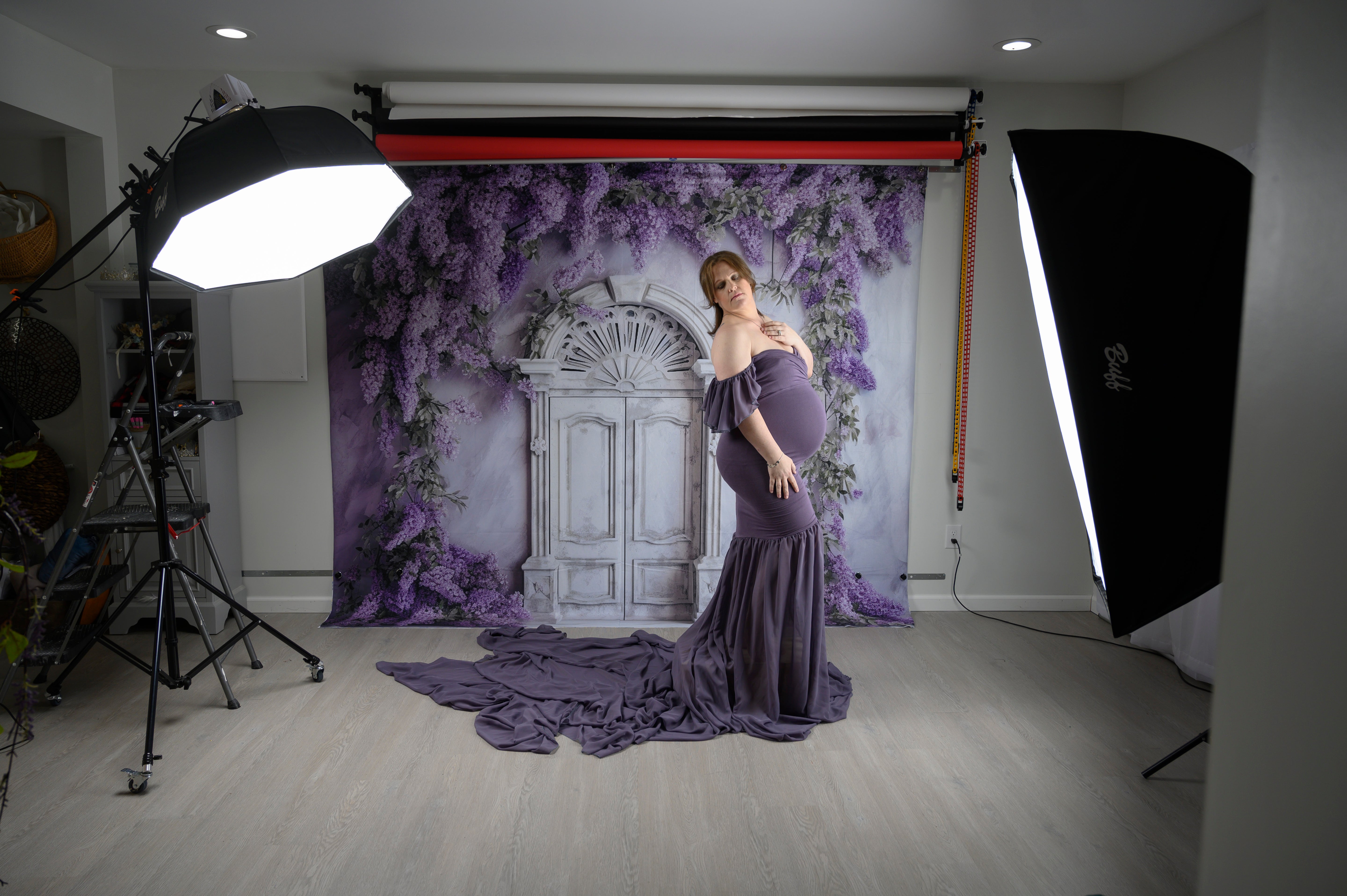 Kate Porte antique Fleurs violettes Toile de fond conçue par Rose Abbas - Kate Backdrop FR