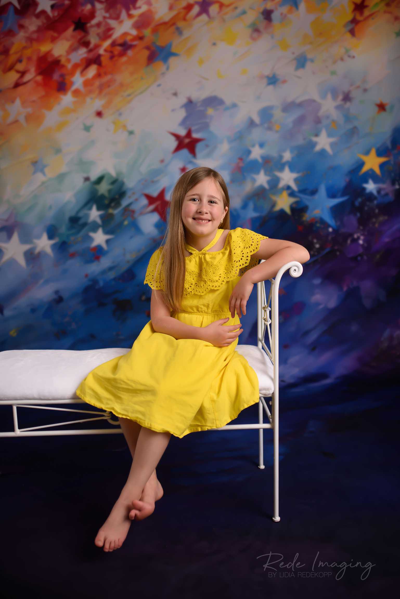 Kate Sweep Mur-à-Sol Peint Arc-en-ciel Étoiles Coloré Toile de fond conçue par Lidia Redekopp - Kate Backdrop FR