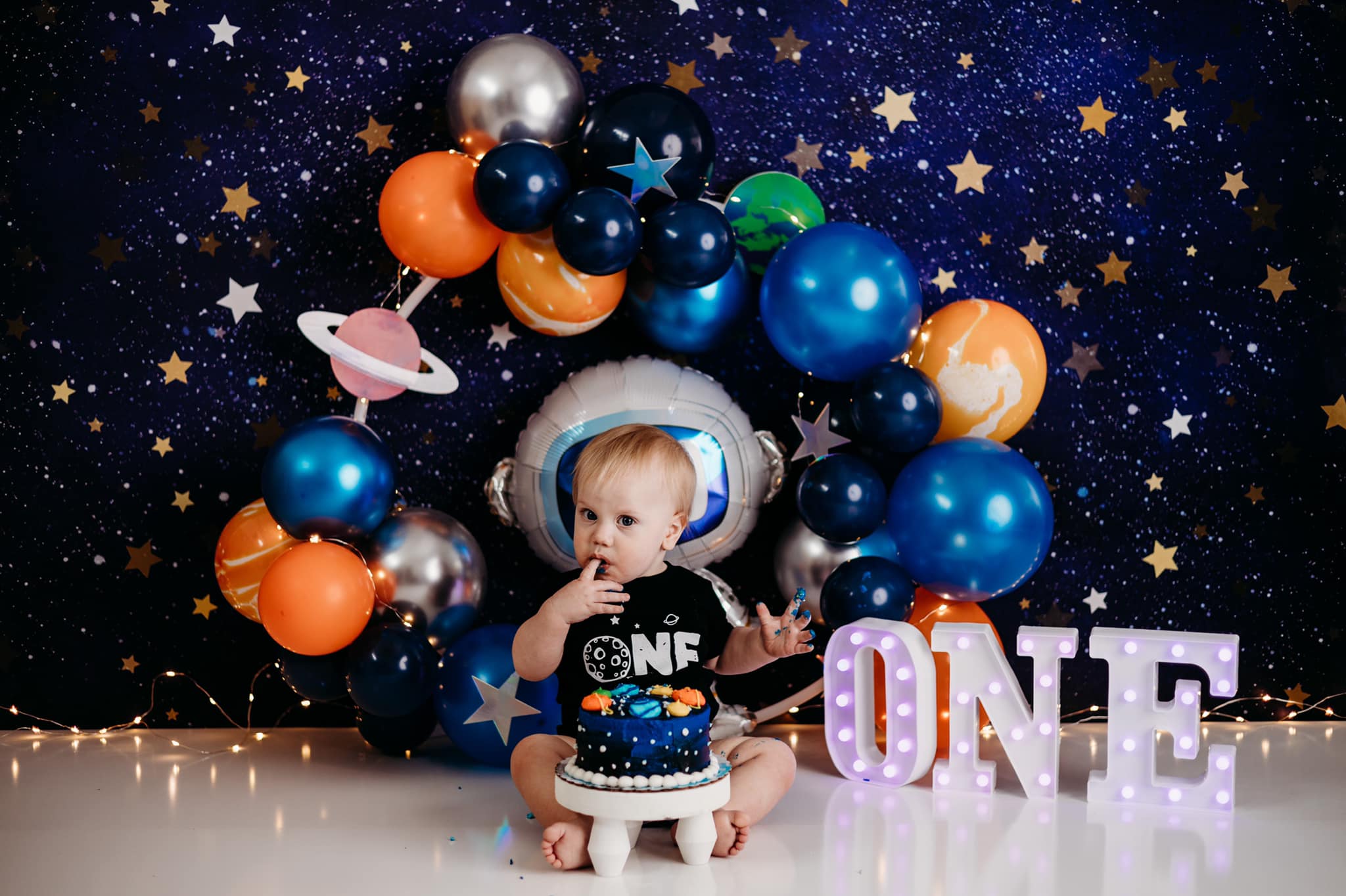 Kate Étoiles Nuit Ciel bleu Enfant Toile de fond conçue par Chain Photographie - Kate Backdrop FR