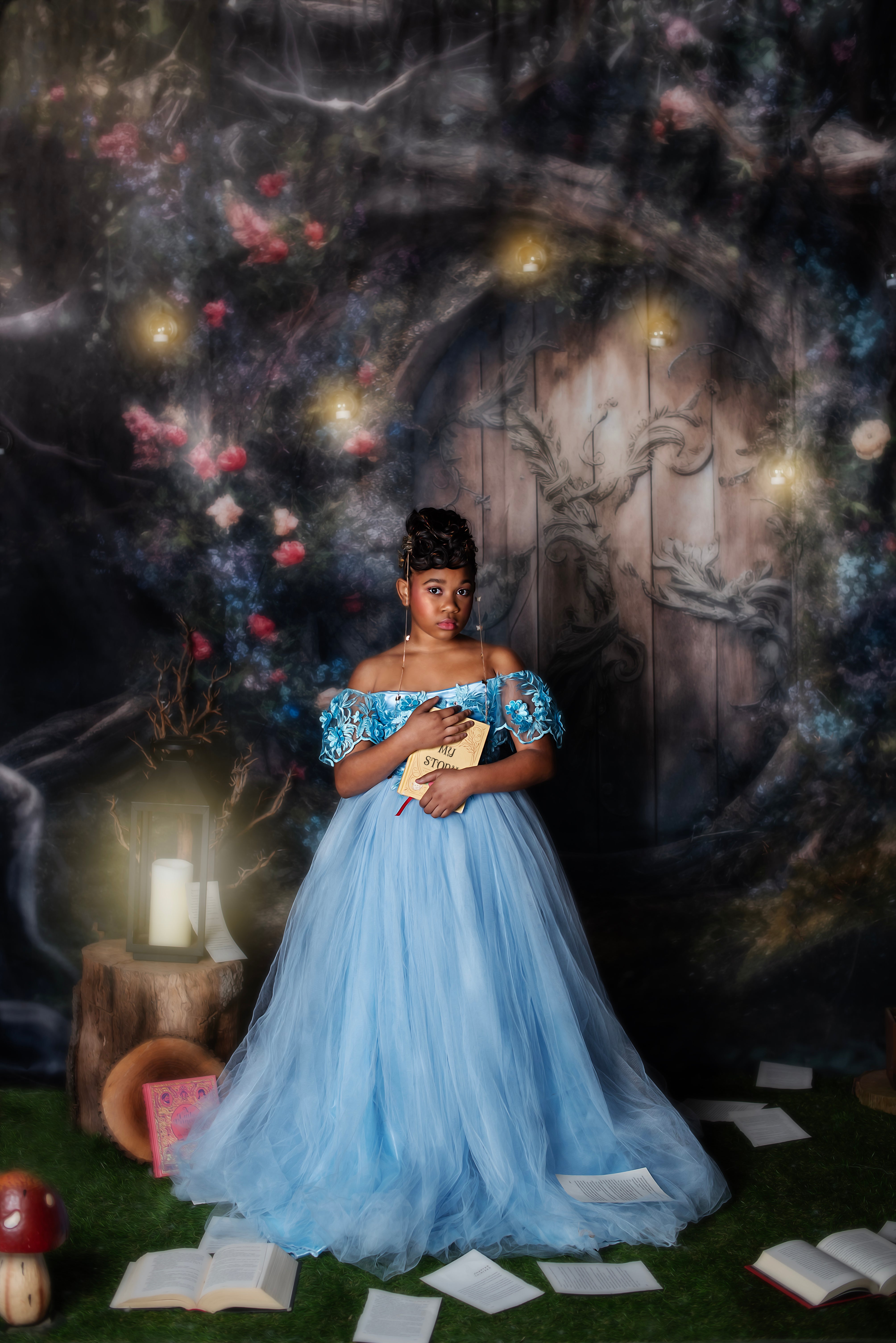 Kate Fée Enchanté Maison dans les Arbres Fleurs Toile de fond conçue par Mandy Ringe - Kate Backdrop FR