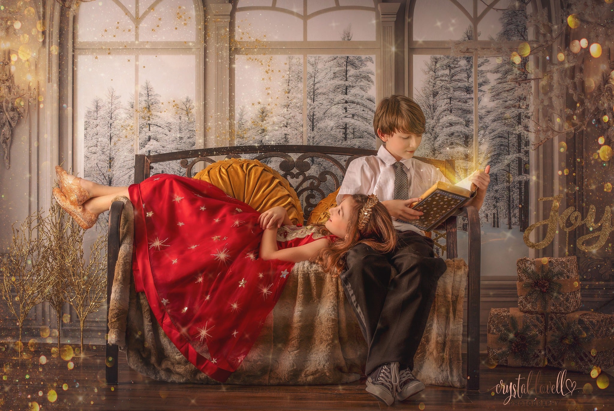 Kate Hiver Chambre Luxe Givrée Fenêtres Toile de fond conçue par Mini MakeBelieve - Kate Backdrop FR