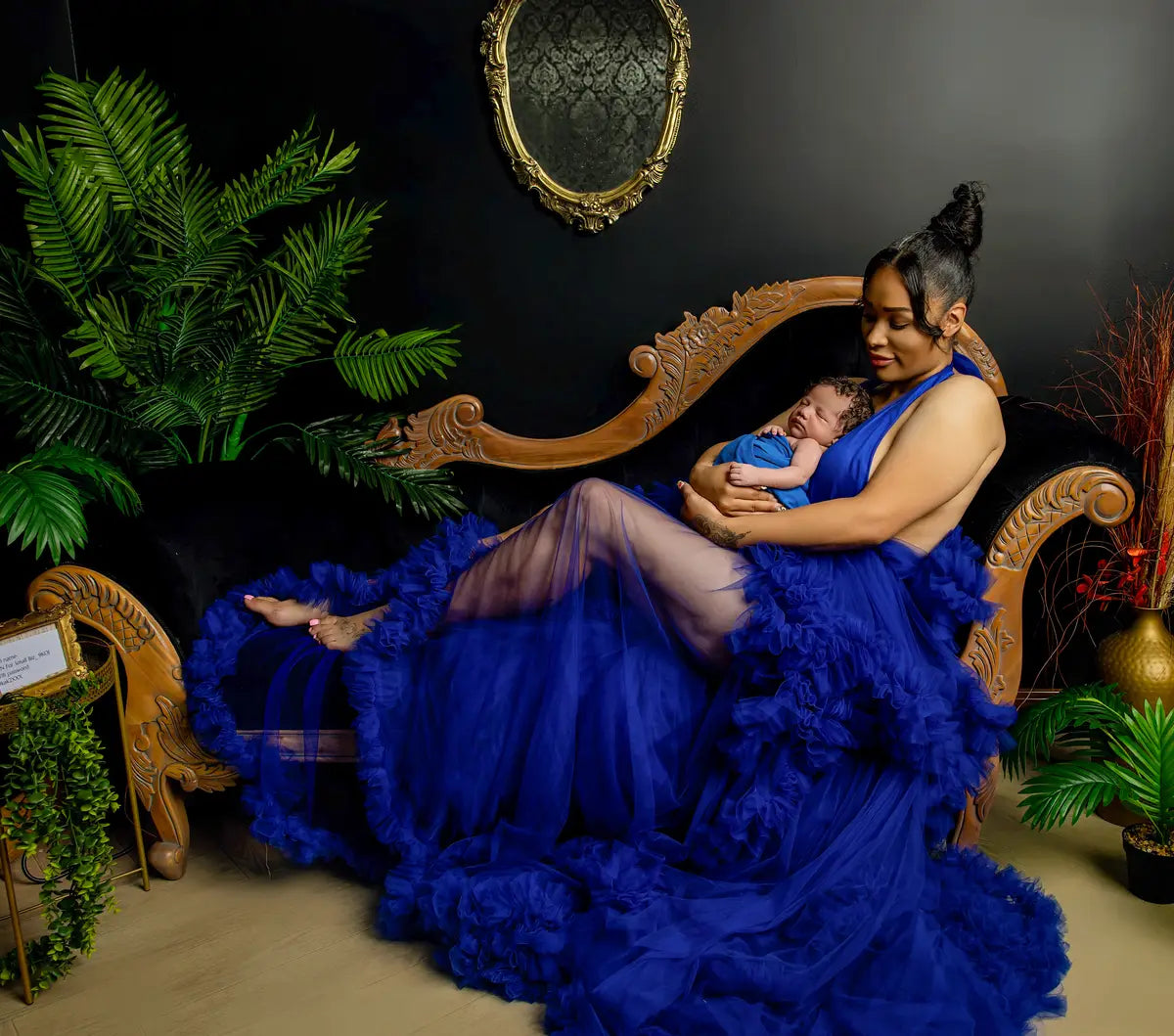 Kate Licou Fendue Maille Dos nu Robe de Grossesse pour Séance Photo - Kate Backdrop FR