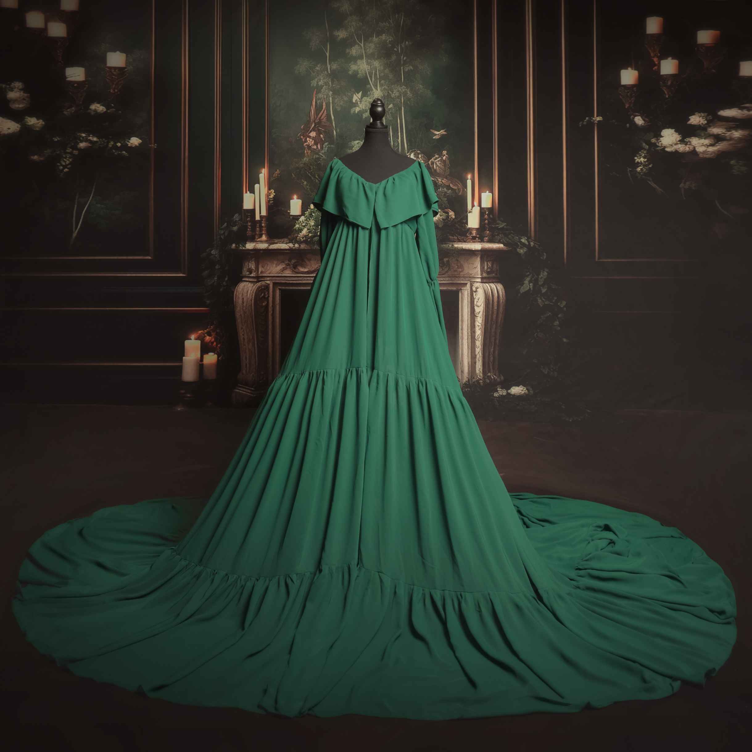 Kate Volants Manches longues Élégant Robe de Grossesse pour Séance Photo - Kate Backdrop FR