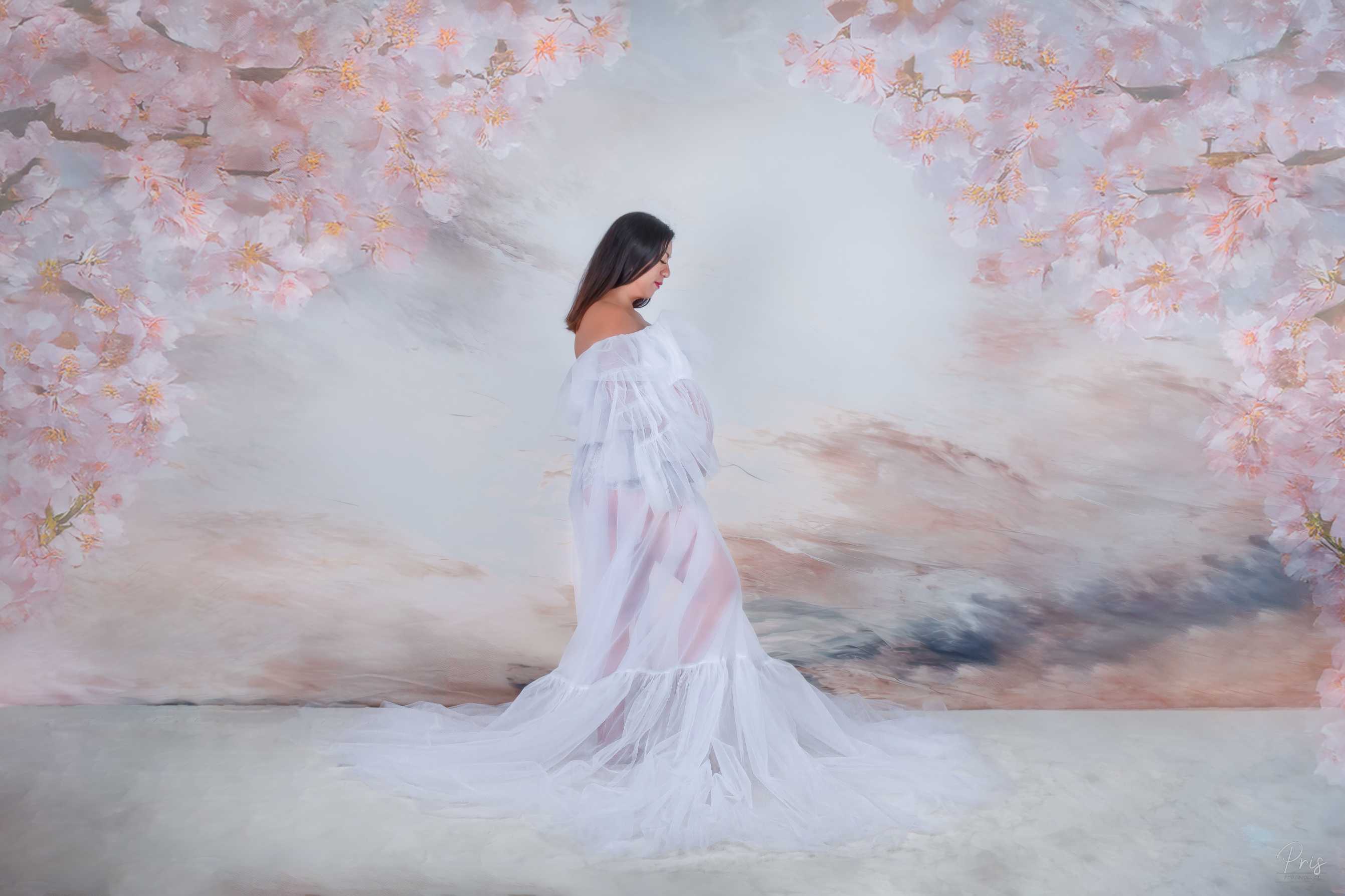 Kate Sans bretelles Manches longues Maille Robe de Grossesse pour Séance Photo - Kate Backdrop FR