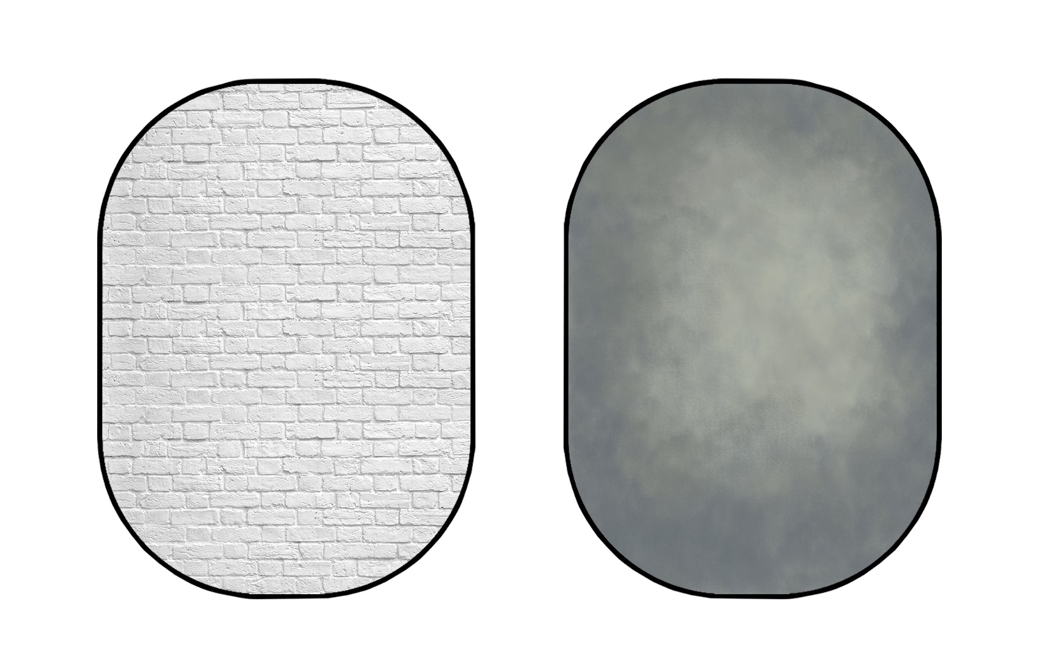 Kate Double-face Mur de briques Blanc/Abstrait Gris Couleurs froides Toile de fond Pliable 5x6.5pi(1.5x2m)