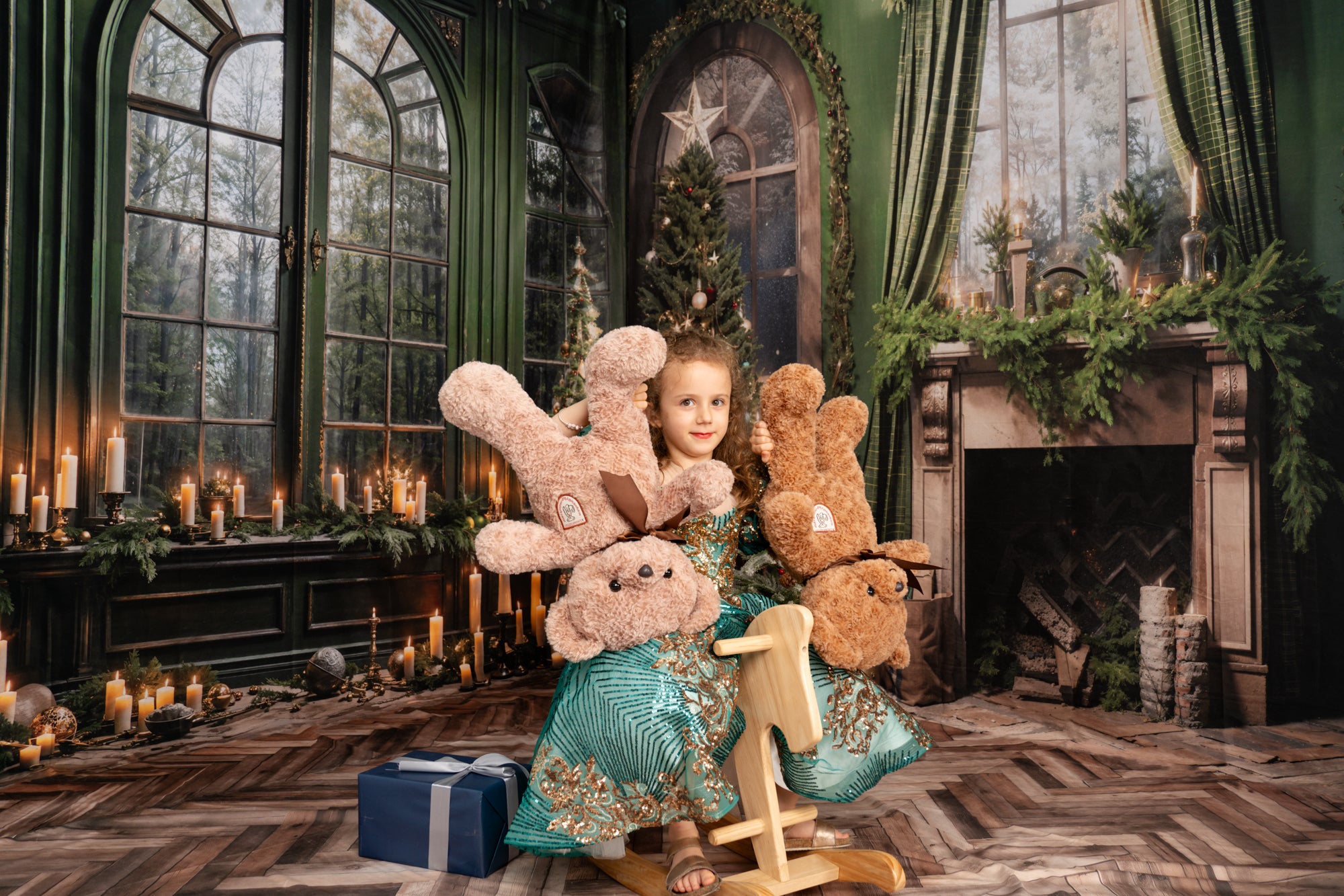 Kate Noël Cheminée Fenêtre Vert Ensemble de chambre (8pix8pi&10pix8pi&8pix10pi) - Kate Backdrop FR