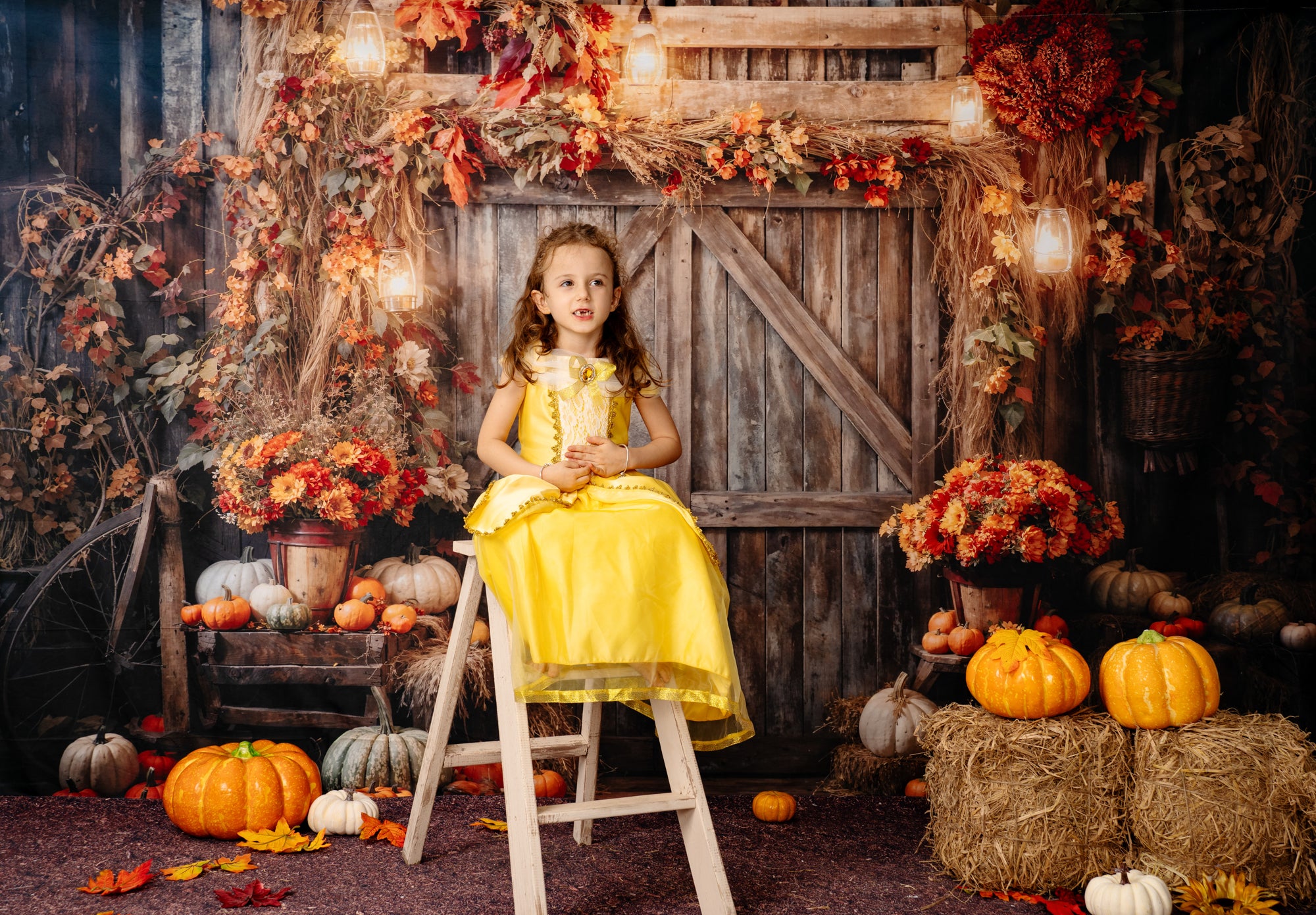 Kate Automne Feuilles Grange rétro Toile de fond conçu par Emetselch - Kate Backdrop FR