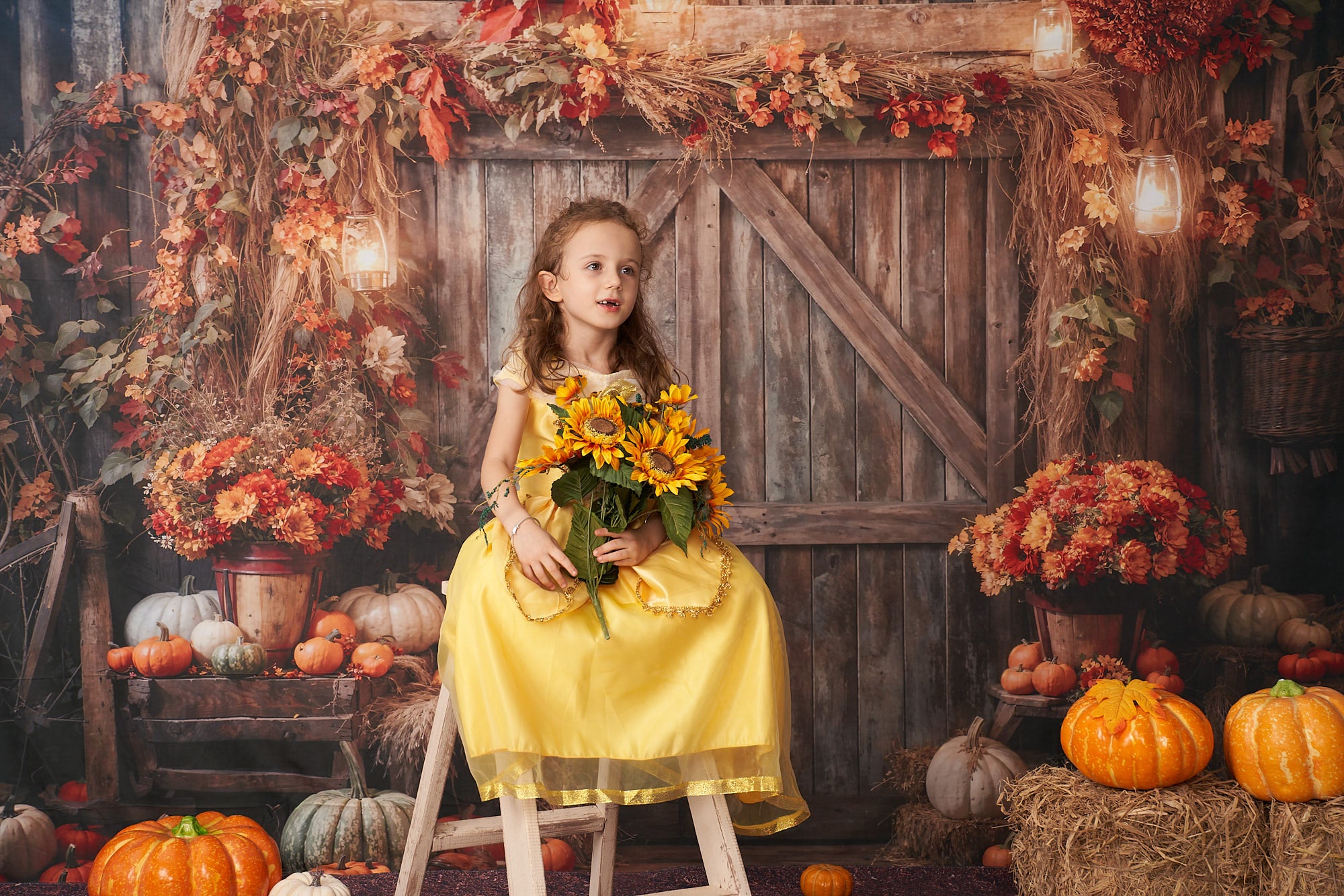 Kate Automne Feuilles Grange rétro Toile de fond conçu par Emetselch - Kate Backdrop FR