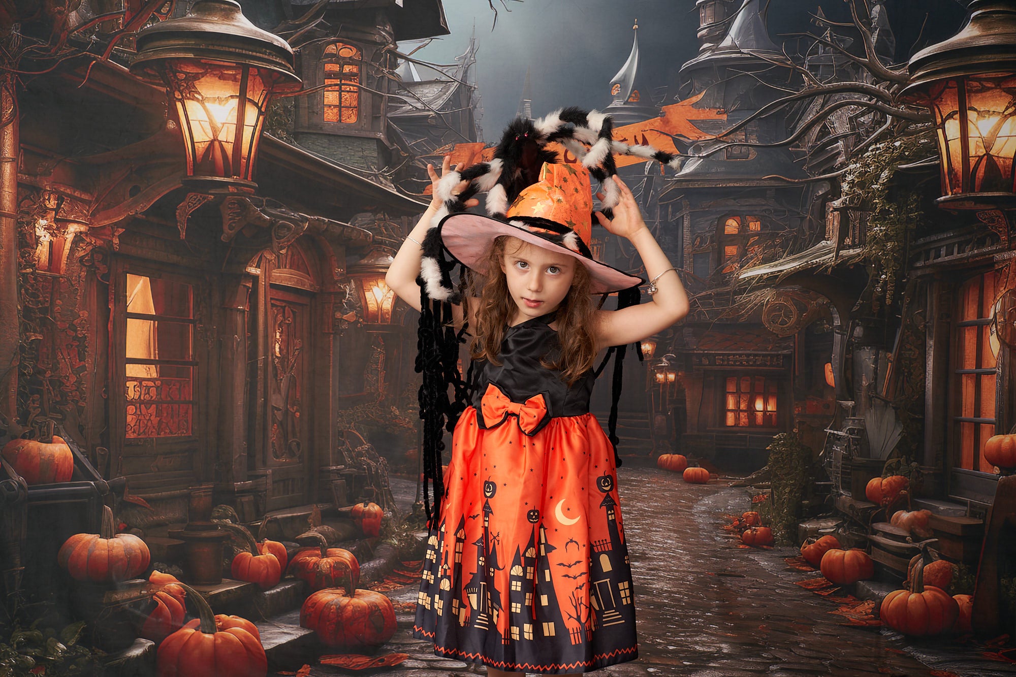 Kate Halloween Citrouille Rue Toile de fond+Brun Pierre Sol Toile de fond