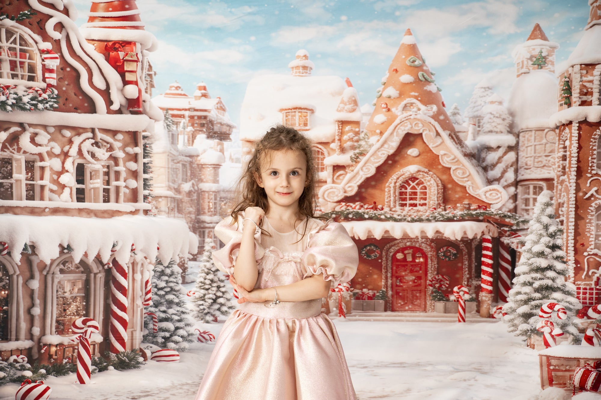 Kate Hiver Noël Ville de pain d'épice Toile de fond conçue par Chain Photographie - Kate Backdrop FR