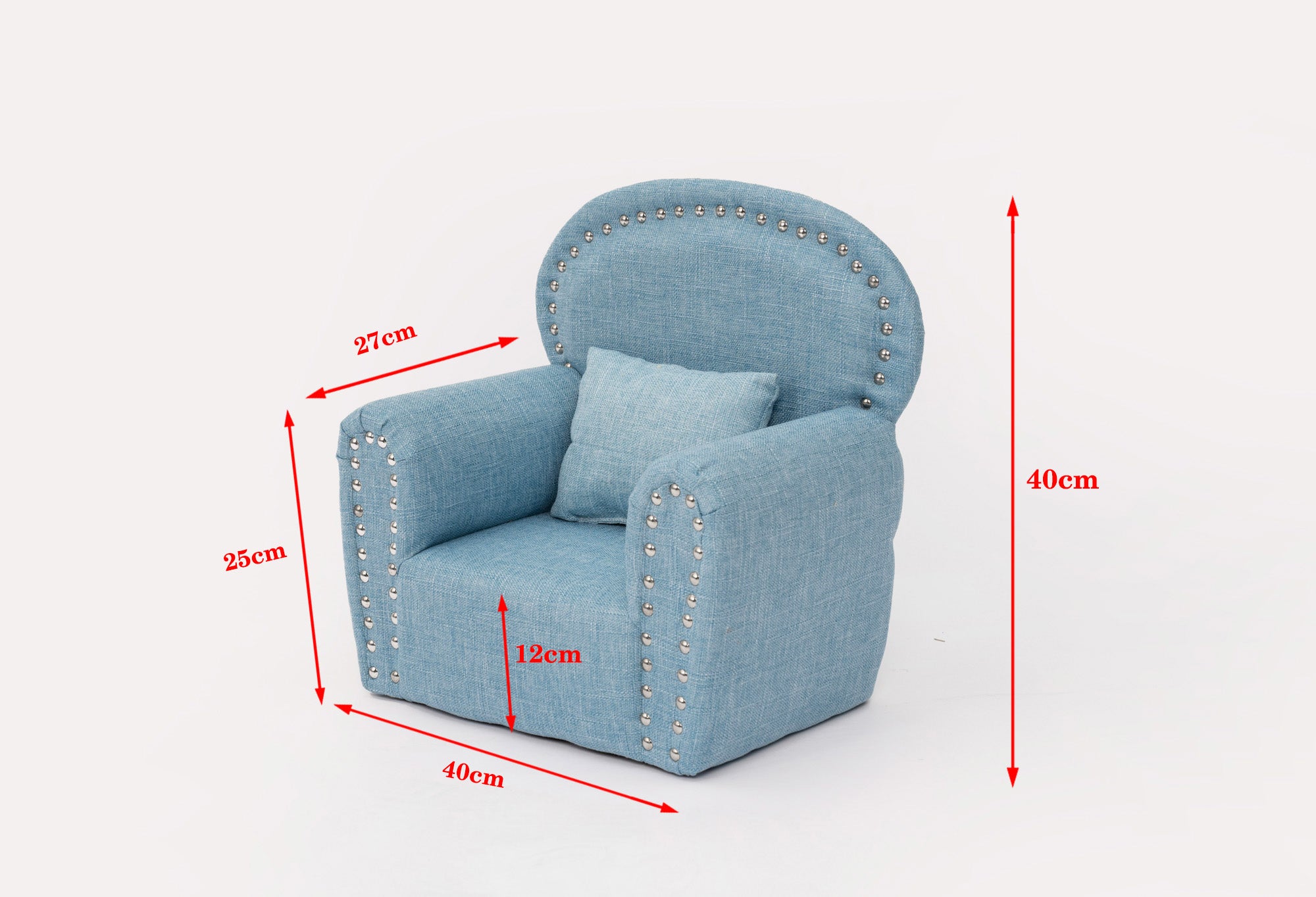 Kate Bleu Mini Fauteuil en tissu avec Rivet Nouveau-né Accessoires de Photographie - Kate Backdrop FR