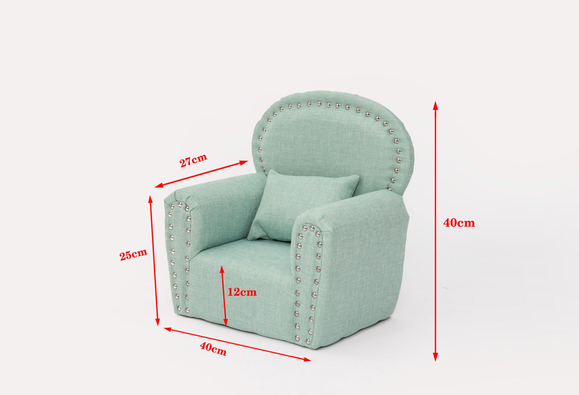 Kate Vert Mini Fauteuil en tissu avec Rivet Nouveau-né Accessoires de Photographie - Kate Backdrop FR