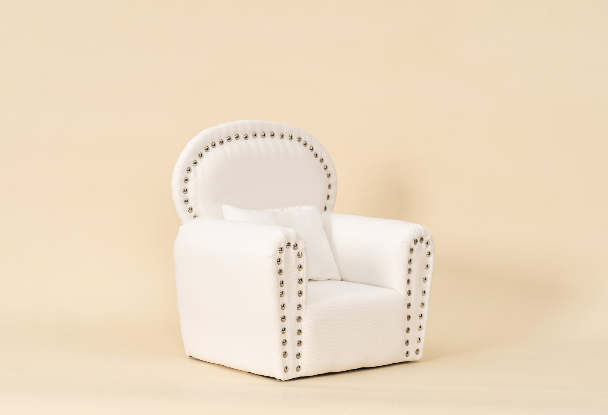 Kate Blanc Mini Fauteuil en tissu avec Rivet Nouveau-né Accessoires de Photographie - Kate Backdrop FR
