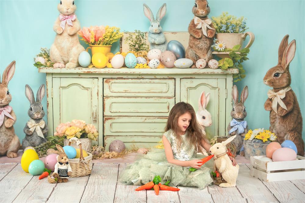 Kate Pâques Œufs Lapin Fleurs Toile de fond conçue par Emetselch - Kate Backdrop FR