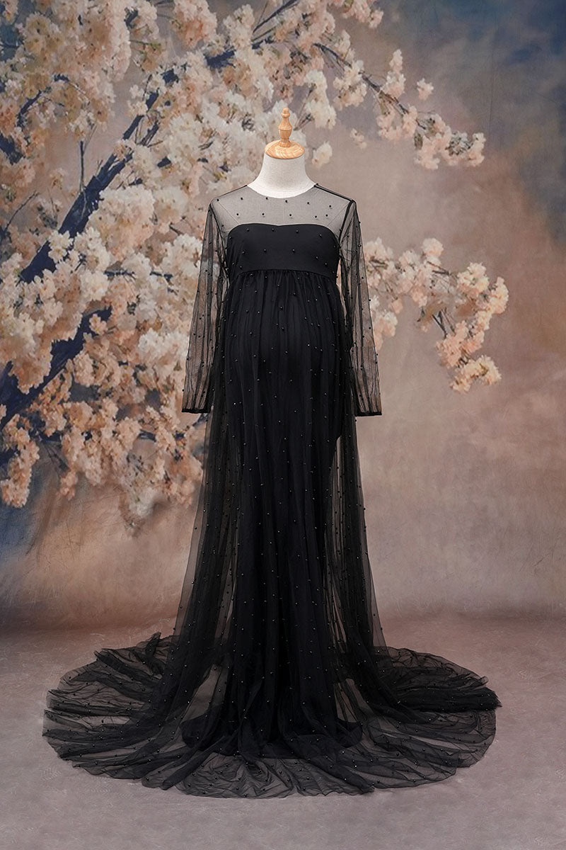 Kate Maille Manches longues Élégant Maternité Robe pour Séance Photo - Kate Backdrop FR